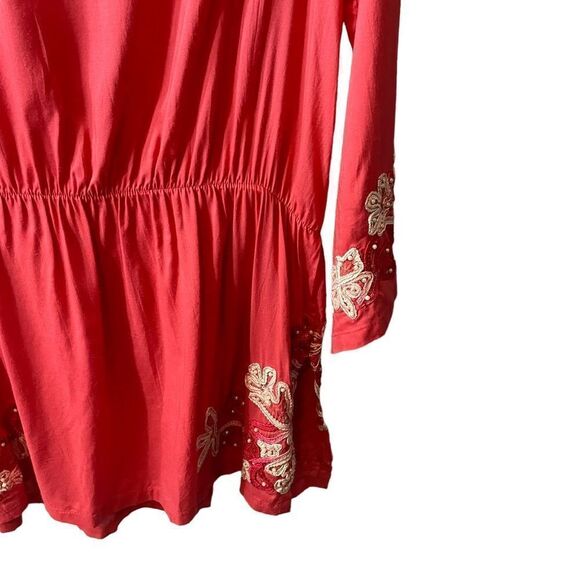 Soft Surrounding Floral Crush Beaded Embroidered Boho Tunic Embellished Top NWT - Picture 11 of 14